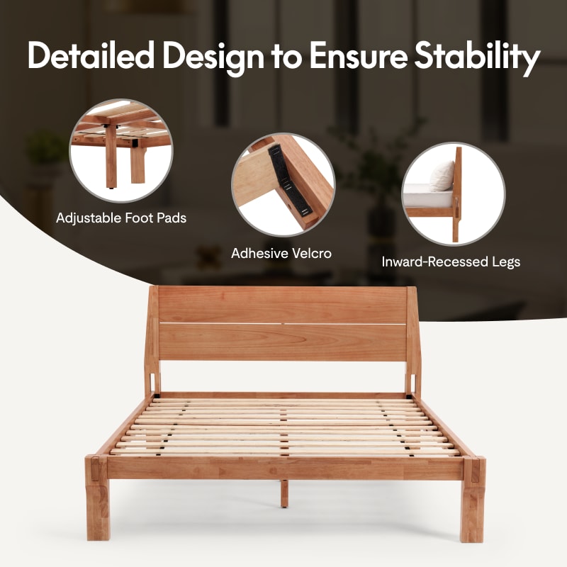 FlexiSpot Kana Japanese Joinery Bed with Headboard | Simple